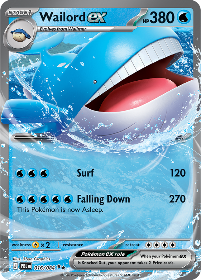 Carta individual Pokémon Wailord EX 016/084, set Pitch Black, en Thunder Cards México