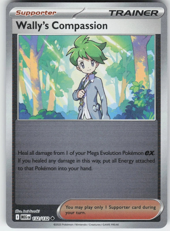 Carta Individual Pokémon Trainer Wally's  Compassion Reverse 132/132, Supporter Trainer, set Mega Evolution, Ilustración de Iori Suzuki - Thunder Cards México
