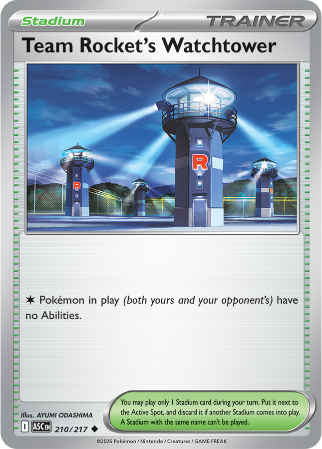 Carta Individual Pokémon Trainer Team Rocket's Watchtower 210/217, Supporter Trainer, set Ascended Heroes,- Thunder Cards México. 