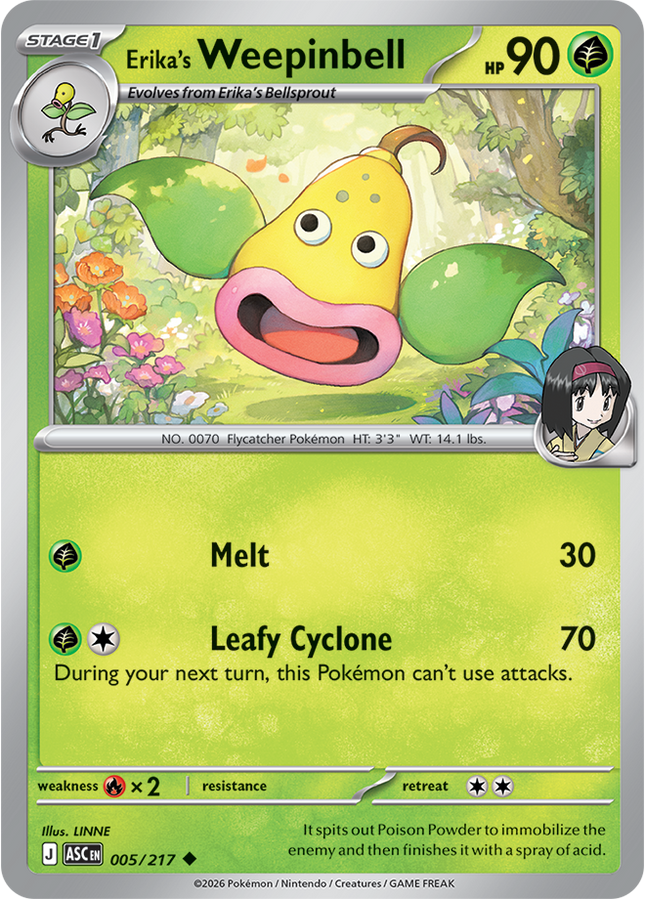 Carta Pokémon Erika's Weepnibell 005/217 - Ascended Heroes - Thunder Cards