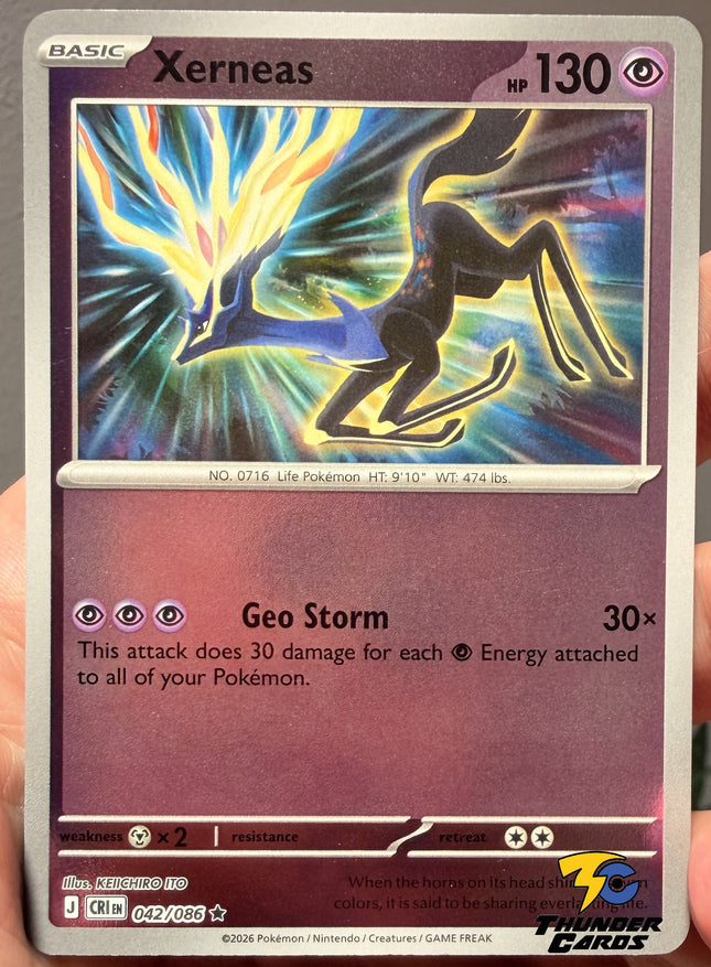 Carta Individual Pokémon Xerneas Reverse 042/086, Basic Pokémon 130 HP, set Chaos Rising, Ilustración de KEIICHIRO ITO - Thunder Cards México