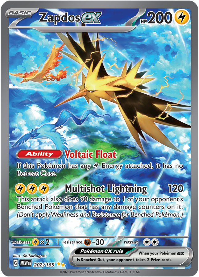 Carta Pokémon Zapdos EX (SIR) 202/165 del set 151 de Pokémon TCG en Thunder Cards