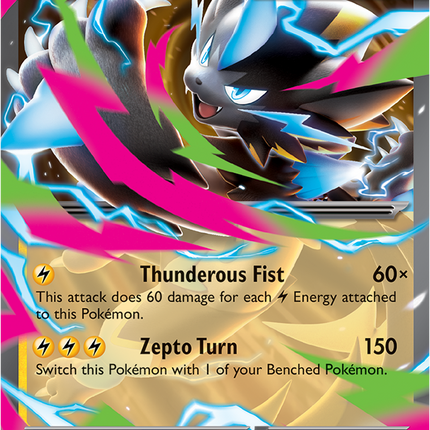 Carta individual Pokémon Mega Zeraora EX 027/084, set Pitch Black, en Thunder Cards México 